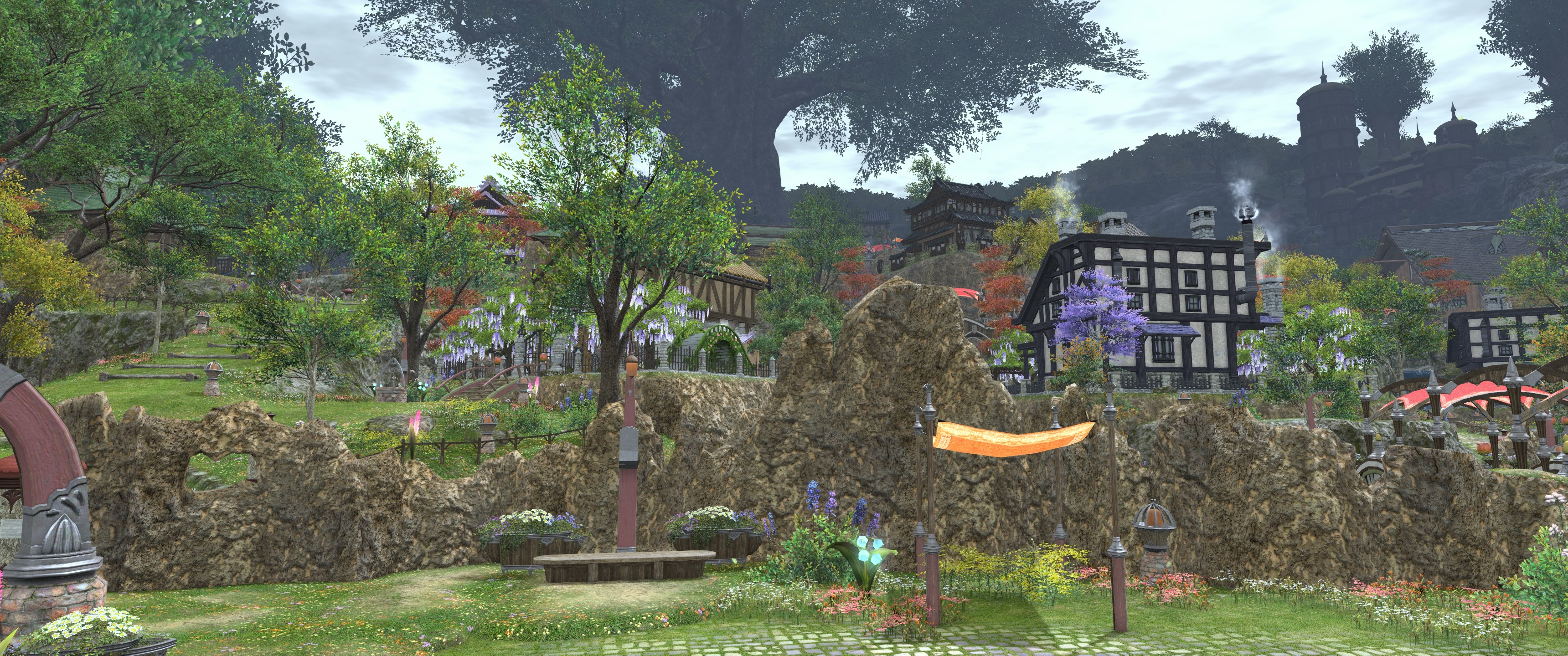 Some houses in FFXIV’s The Lavender Beds
